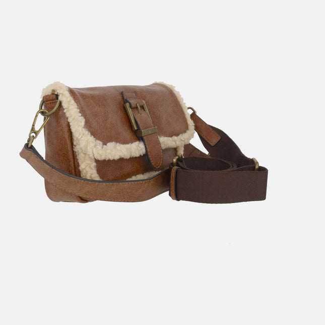 Bolsos doble posición hombro/bandolera con detalles en borreguillo