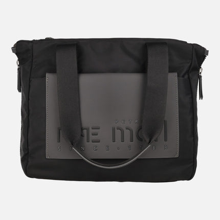 Bolsos de tejido estilo shopping en combinado negro-gris
