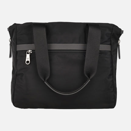 Bolsos de tejido estilo shopping en combinado negro-gris