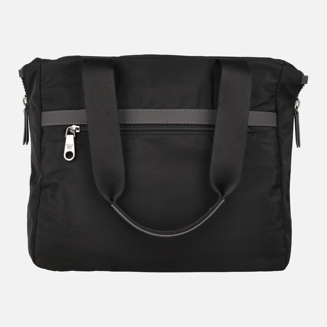 Bolsos de tejido estilo shopping en combinado negro-gris