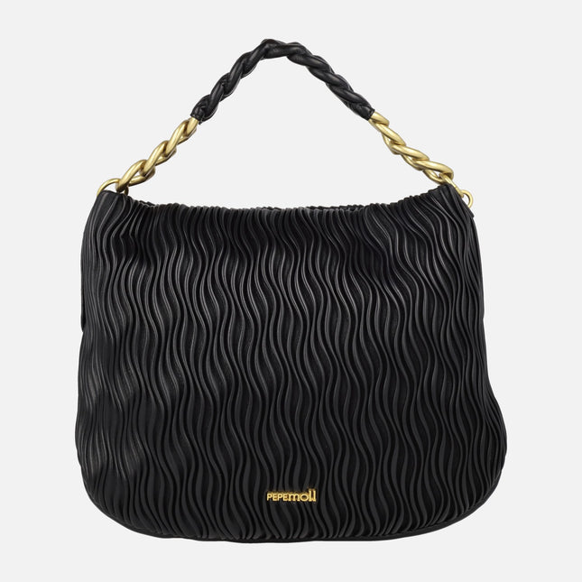 Bolsos para hombro con cadena y textura ondulada