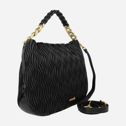Bolsos para hombro con cadena y textura ondulada