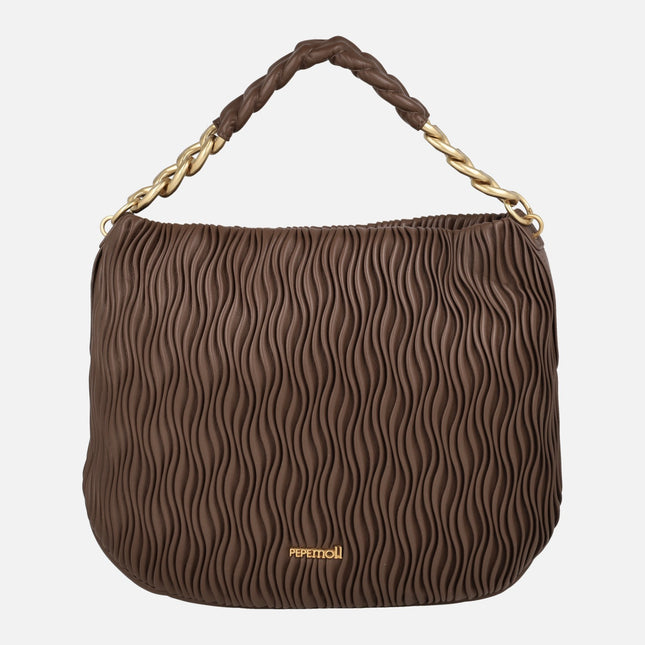 Bolsos para hombro con cadena y textura ondulada