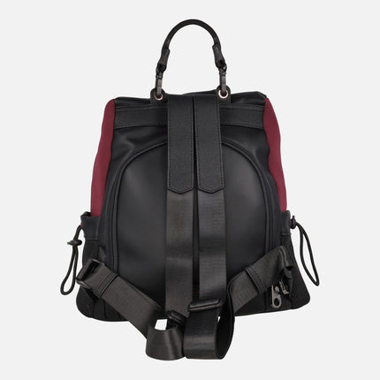 Mochilas diseño urbano en combinado negro y burdeos