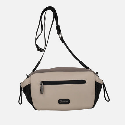 Bolsos bandolera en combinado de tejido neopreno y sintéticos