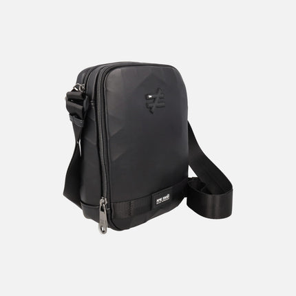 Men's crossbody bags with geometric finish