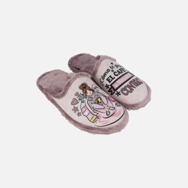 Zapatillas de casa para mujer frase Café