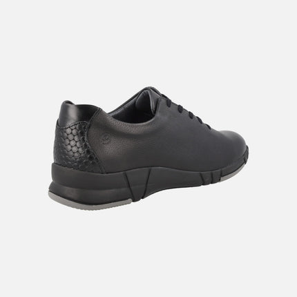Zapatos confort de piel negra con cordones
