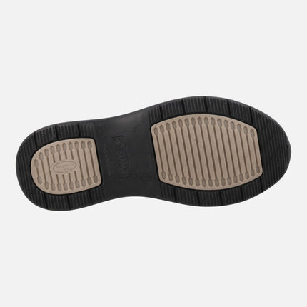 Deportivos confort en combinado de piel y charol con cordones y cremallera