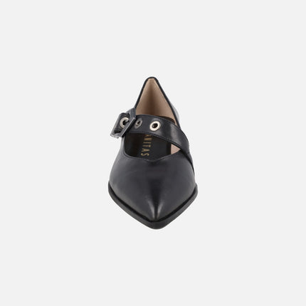 Bailarinas negras de piel con pulsera Turin