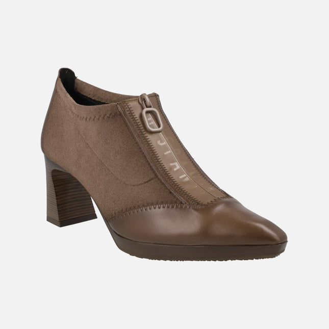 Zapatos de tacón en tejido elástico con cremallera frontal