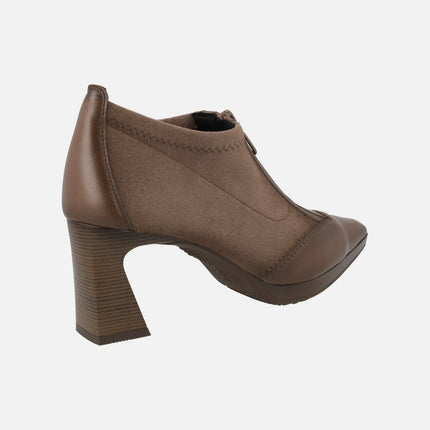 Zapatos de tacón en tejido elástico con cremallera frontal