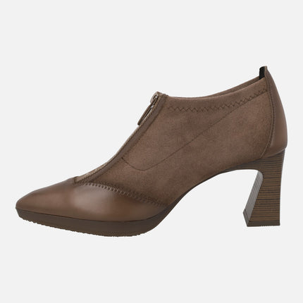 Zapatos de tacón en tejido elástico con cremallera frontal