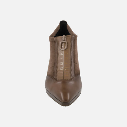 Zapatos de tacón en tejido elástico con cremallera frontal