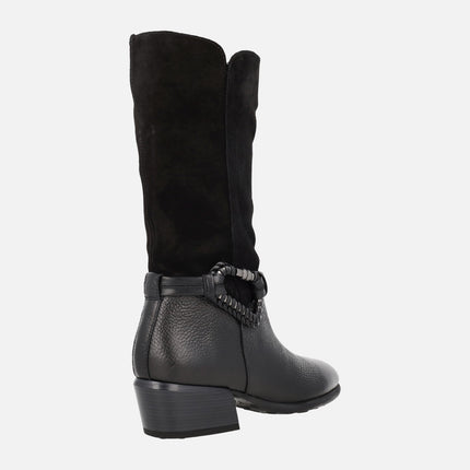 Botas de media caña en combinado de piel y serraje Verona