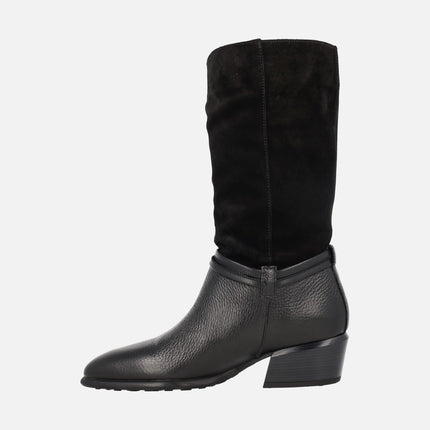 Botas de media caña en combinado de piel y serraje Verona