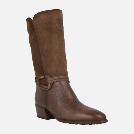 Botas de media caña en combinado de piel y serraje Verona