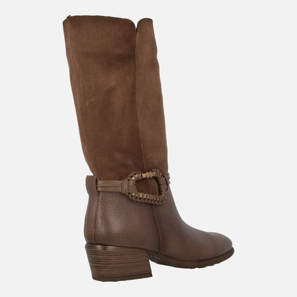 Botas de media caña en combinado de piel y serraje Verona