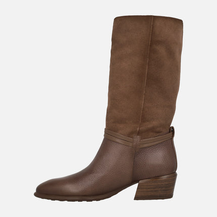 Botas de media caña en combinado de piel y serraje Verona