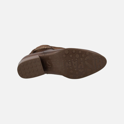 Botas de media caña en combinado de piel y serraje Verona