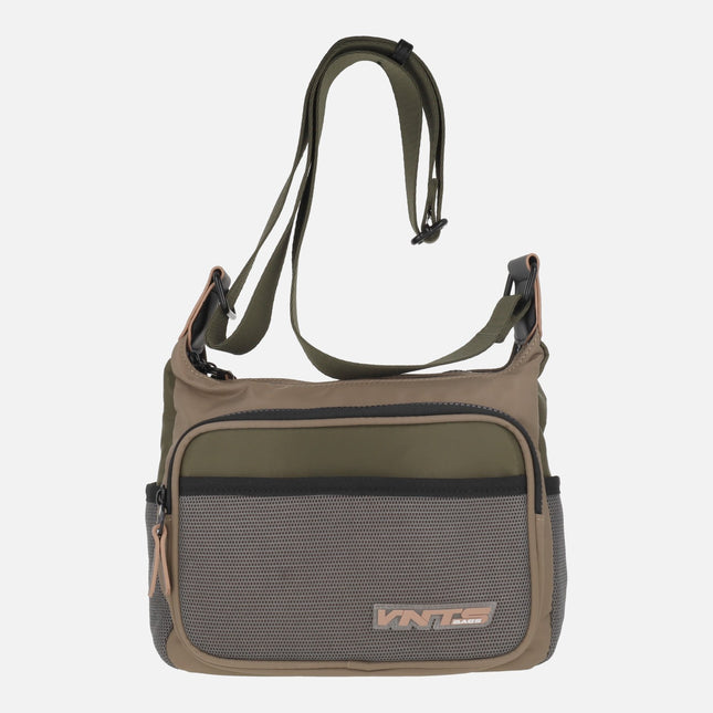 Bolsos bandolera Ventis en combinado verde kaki con taupe
