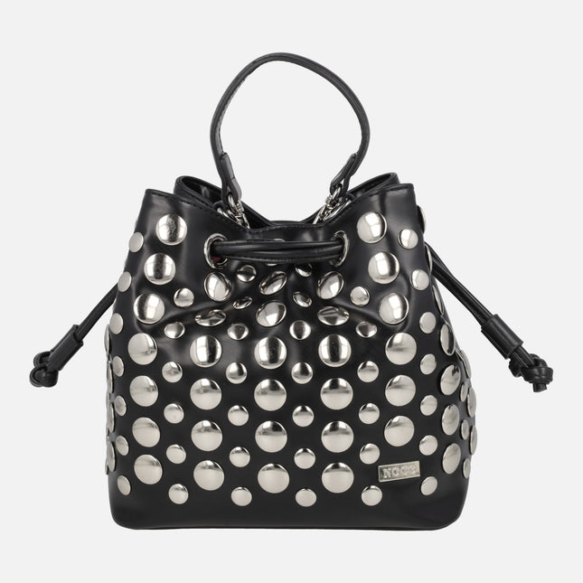 Bolsos bombonera en negro con tachas grandes plateadas