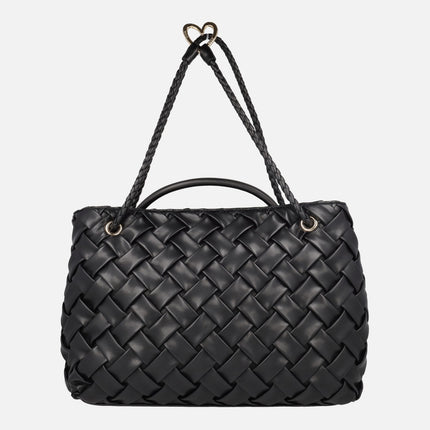 Bolsos negros trenzados con doble asa