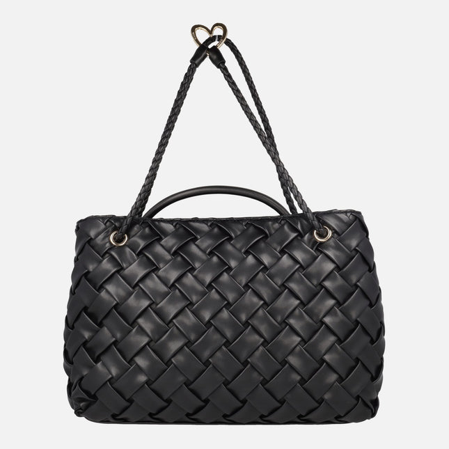 Bolsos negros trenzados con doble asa