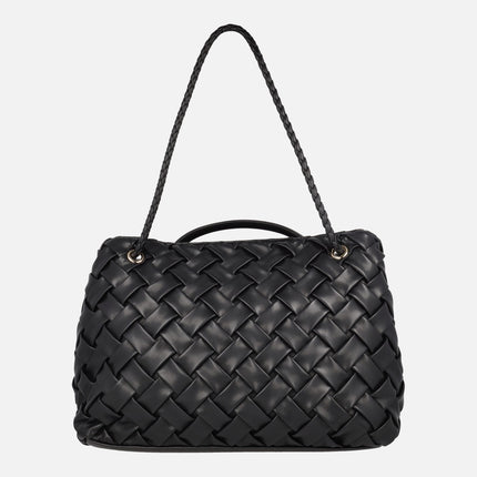 Bolsos negros trenzados con doble asa