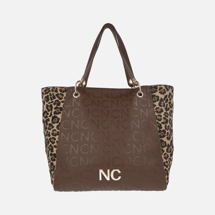 Bolsos estilo shopper en marrón combinado con leopardo