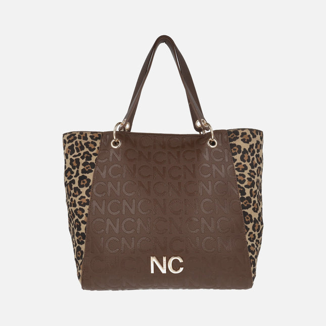 Bolsos estilo shopper en marrón combinado con leopardo