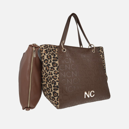 Bolsos estilo shopper en marrón combinado con leopardo