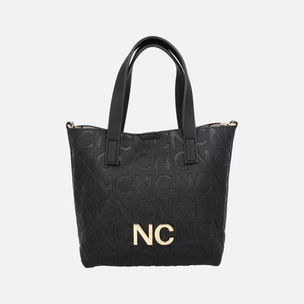 Bolsos estilo cubo en formato pequeño en negro y print cebra