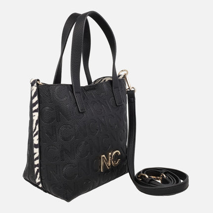 Bolsos estilo cubo en formato pequeño en negro y print cebra