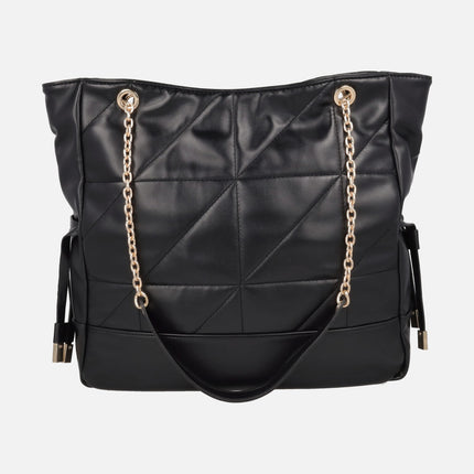 Bolsos negros en piel vegana con doble asa de cadena