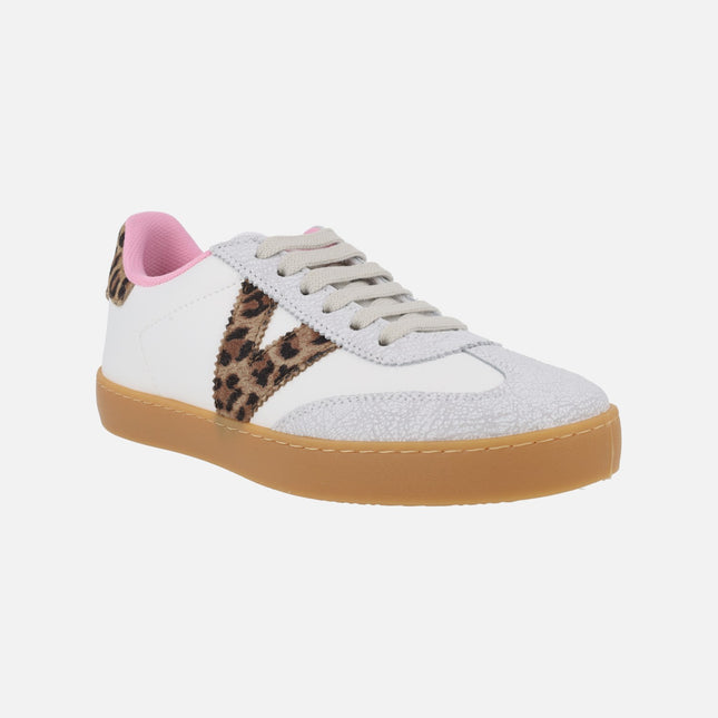 Zapatillas deportivas Berlín efecto piel y serraje leopardo