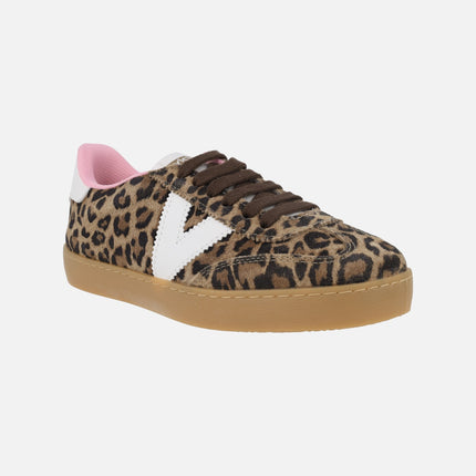 Zapatillas deportivas Berlin Serraje Leopardo y contraste