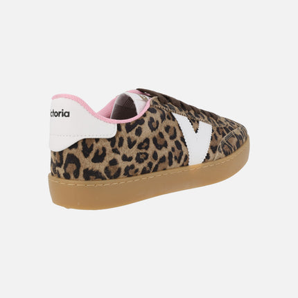 Zapatillas deportivas Berlin Serraje Leopardo y contraste