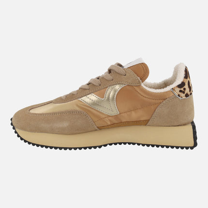 Zapatillas deportivas Cosmos Nylon metal y animal print en camel