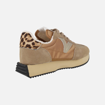 Zapatillas deportivas Cosmos Nylon metal y animal print en camel