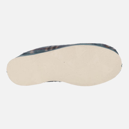 Zapatillas de casa cerradas para hombre en tejido a cuadros