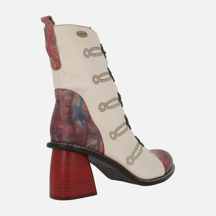 Botines de tacón con cordones y cremallera Evcao 01E