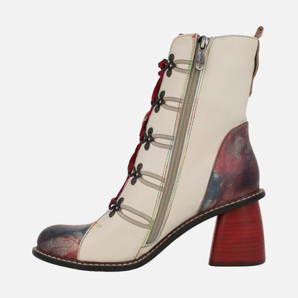 Botines de tacón con cordones y cremallera Evcao 01E