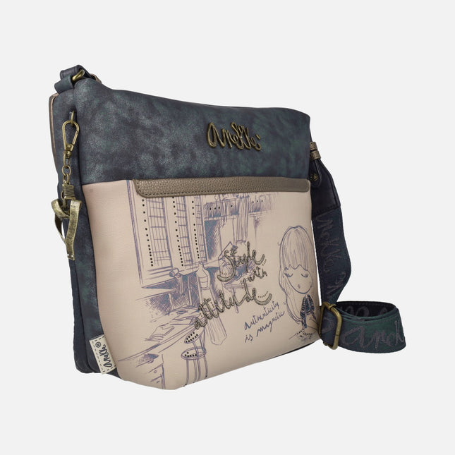 Bandolera grande Studio con bolsillo delantero