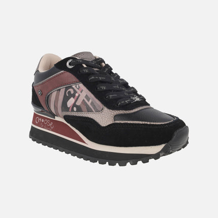 Zapatillas deportivas Anekke en estampado negro y burdeos