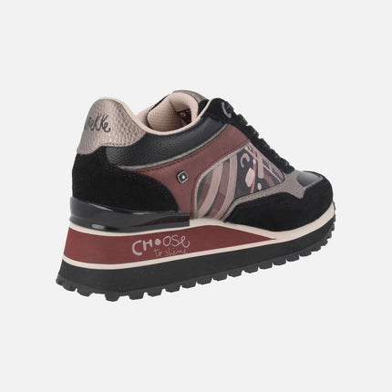 Zapatillas deportivas Anekke en estampado negro y burdeos