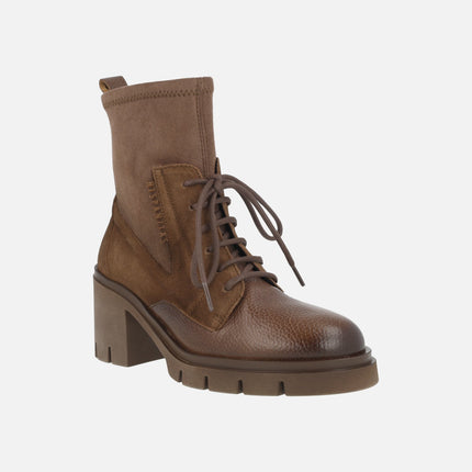 Botines de cordones Zurich en combinado multi material