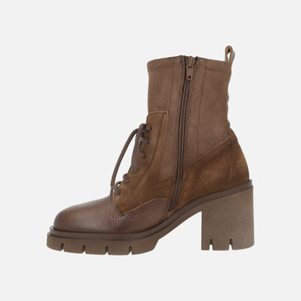 Botines de cordones Zurich en combinado multi material