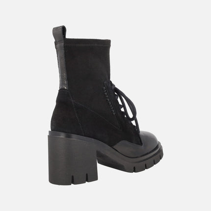 Botines de cordones Zurich en combinado multi material