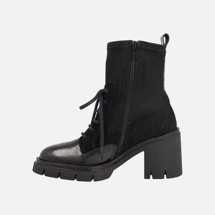 Botines de cordones Zurich en combinado multi material